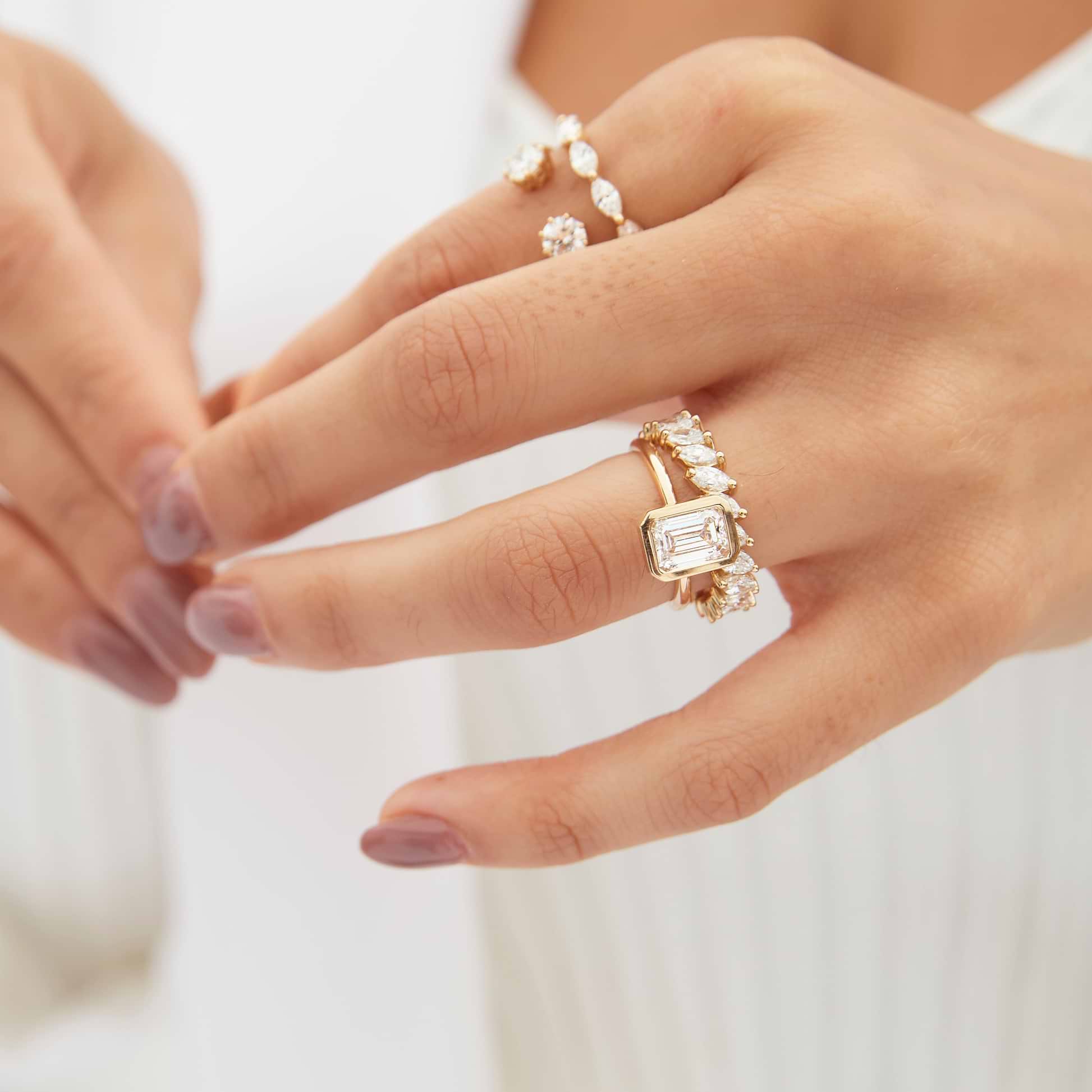 The Bezel Emerald Cut Diamond Ring - Main Image