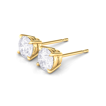 Men's 4 Prong Round Brilliant Diamond Stud Earrings 