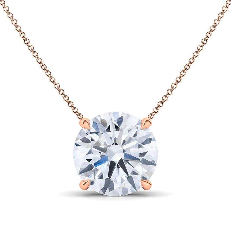4 Prong Round Brilliant Diamond Pendant Necklace - HauteCarat