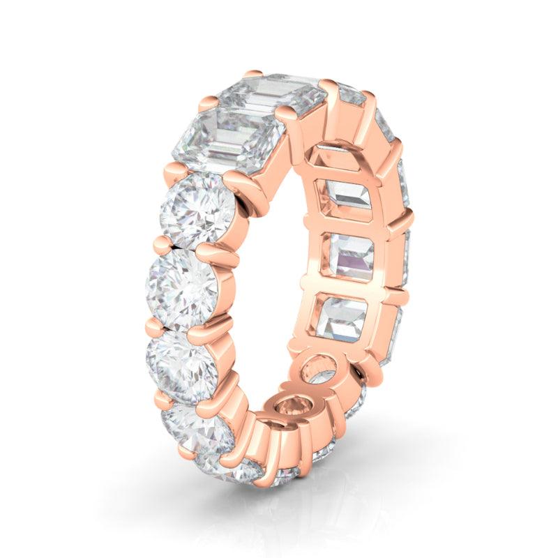 Half Emerald Half Round Diamond Eternity Band - HauteCarat