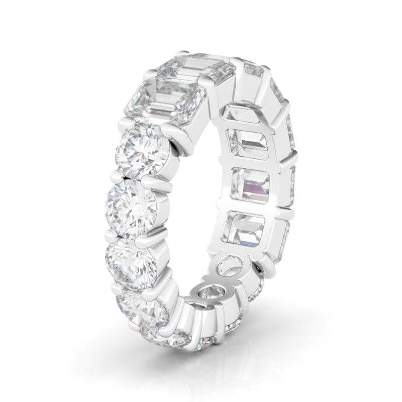 Half Emerald Half Round Diamond Eternity Band - HauteCarat