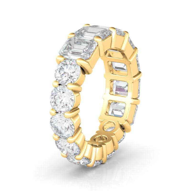Half Emerald Half Round Diamond Eternity Band - HauteCarat