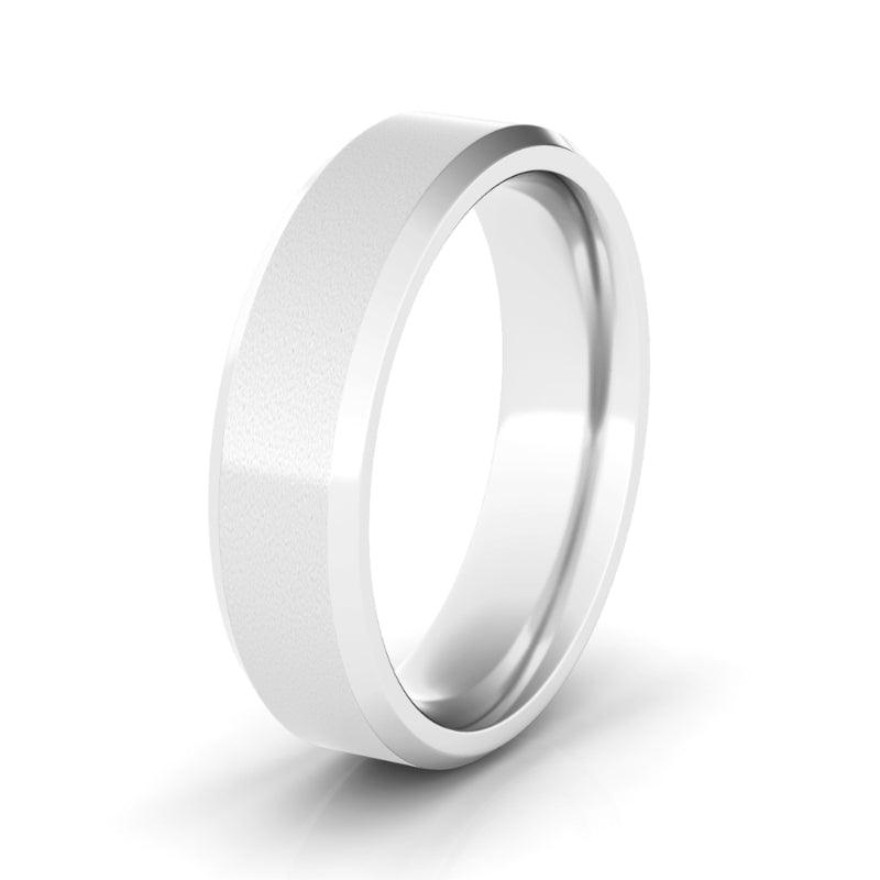 6mm Sand Blast Two Tone & Beveled Wedding Ring - HauteCarat