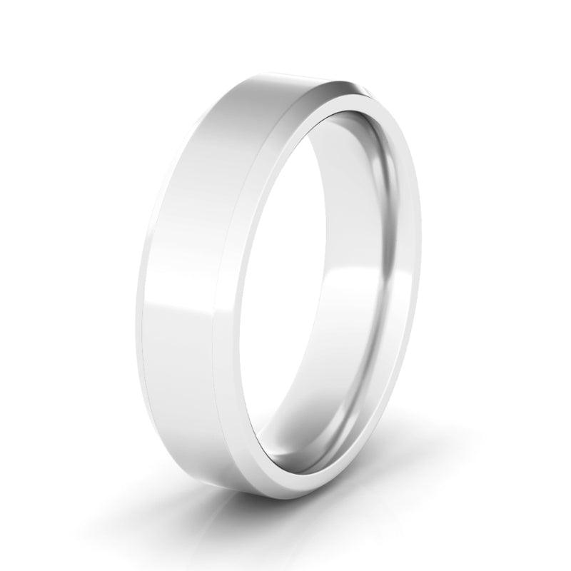 6mm High Polished Two Tone & Beveled Wedding Ring - HauteCarat
