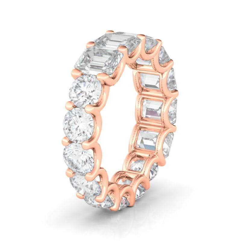 Half Emerald Half Round Diamond Eternity Band - HauteCarat