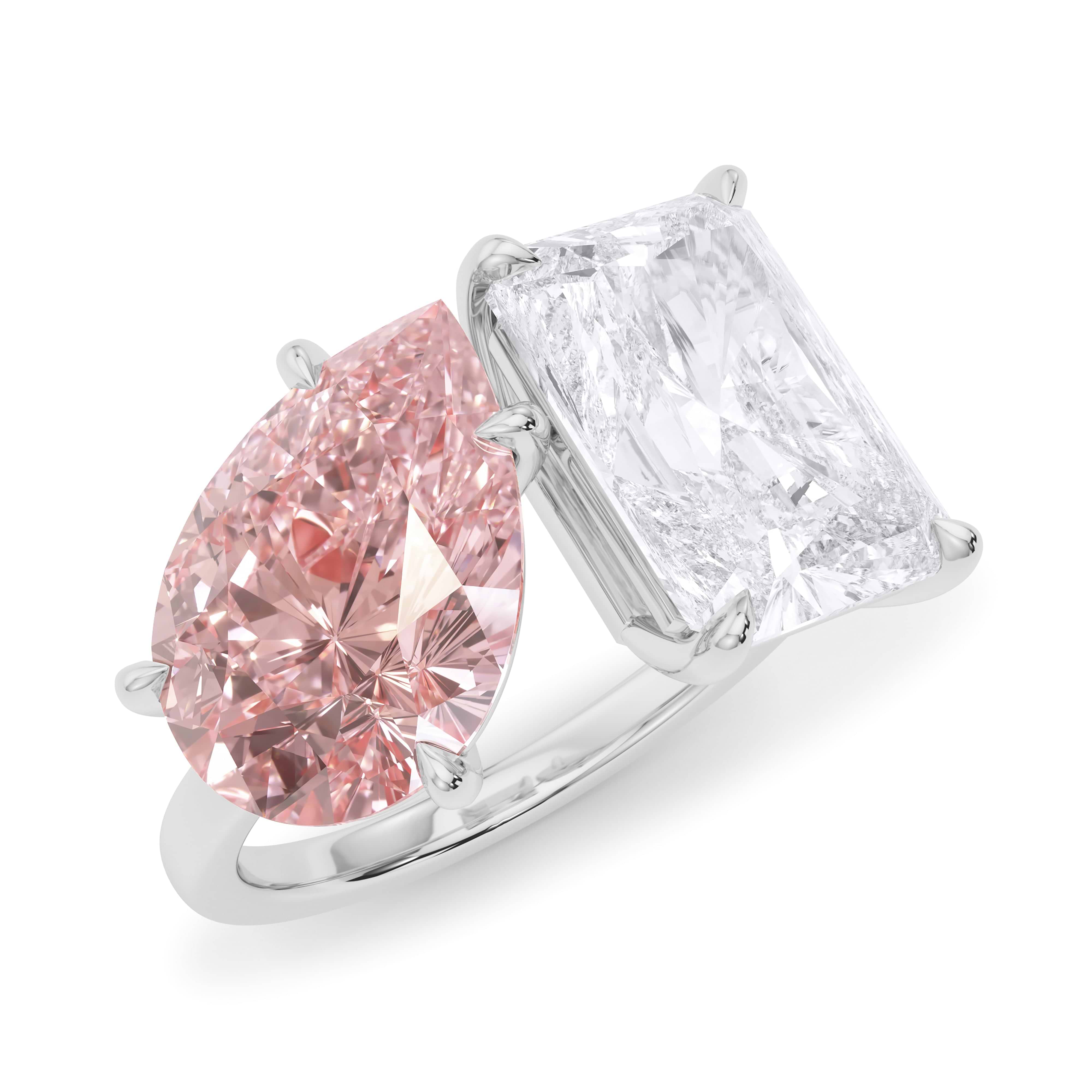 Pink and white diamond ring sale