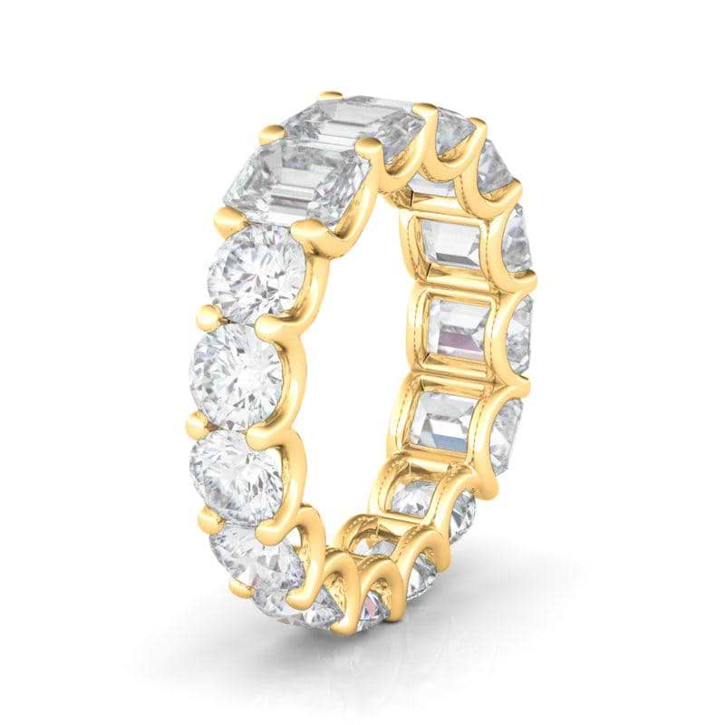 Half Emerald Half Round Diamond Eternity Band - HauteCarat