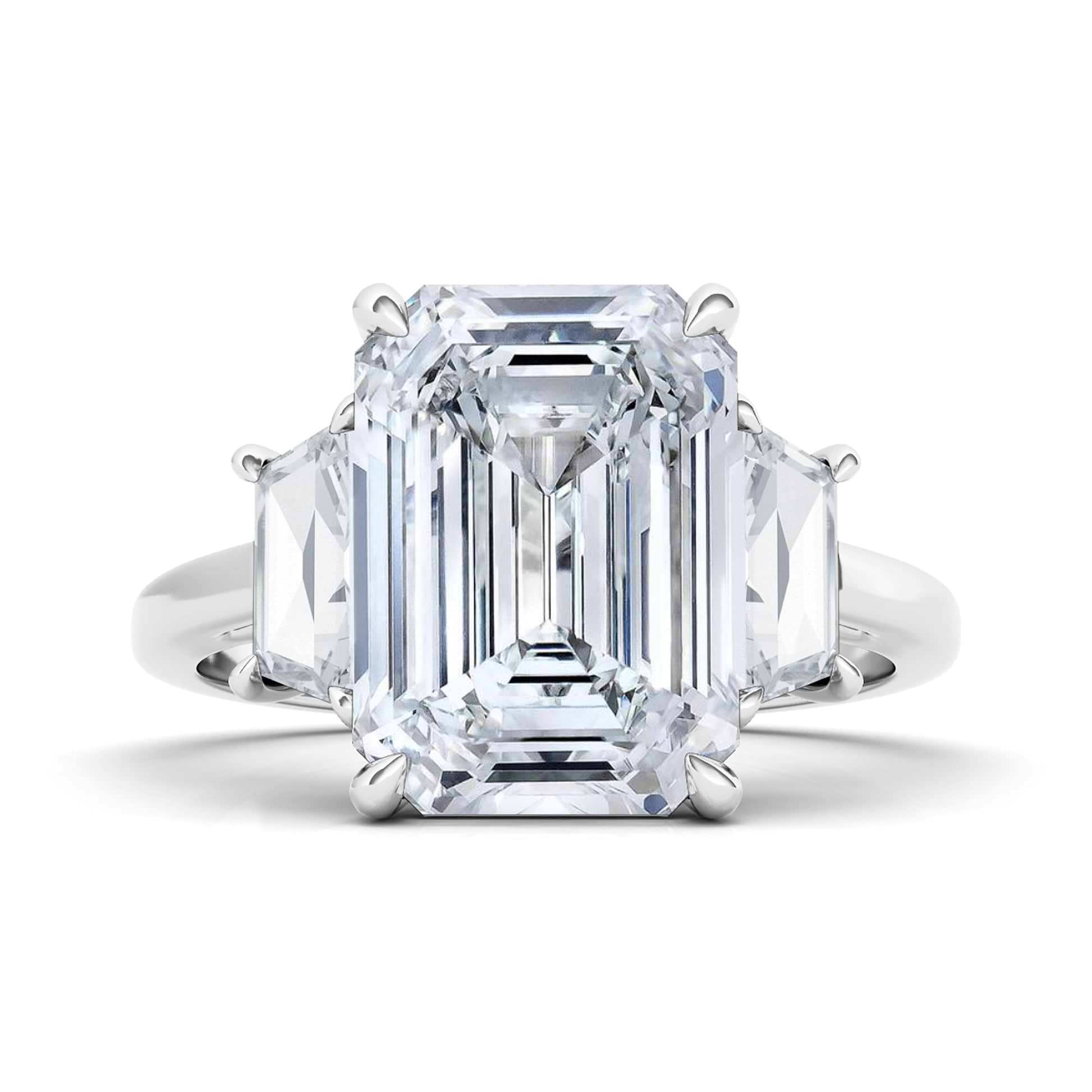 Emerald Cut Engagement Ring With Trapezoids