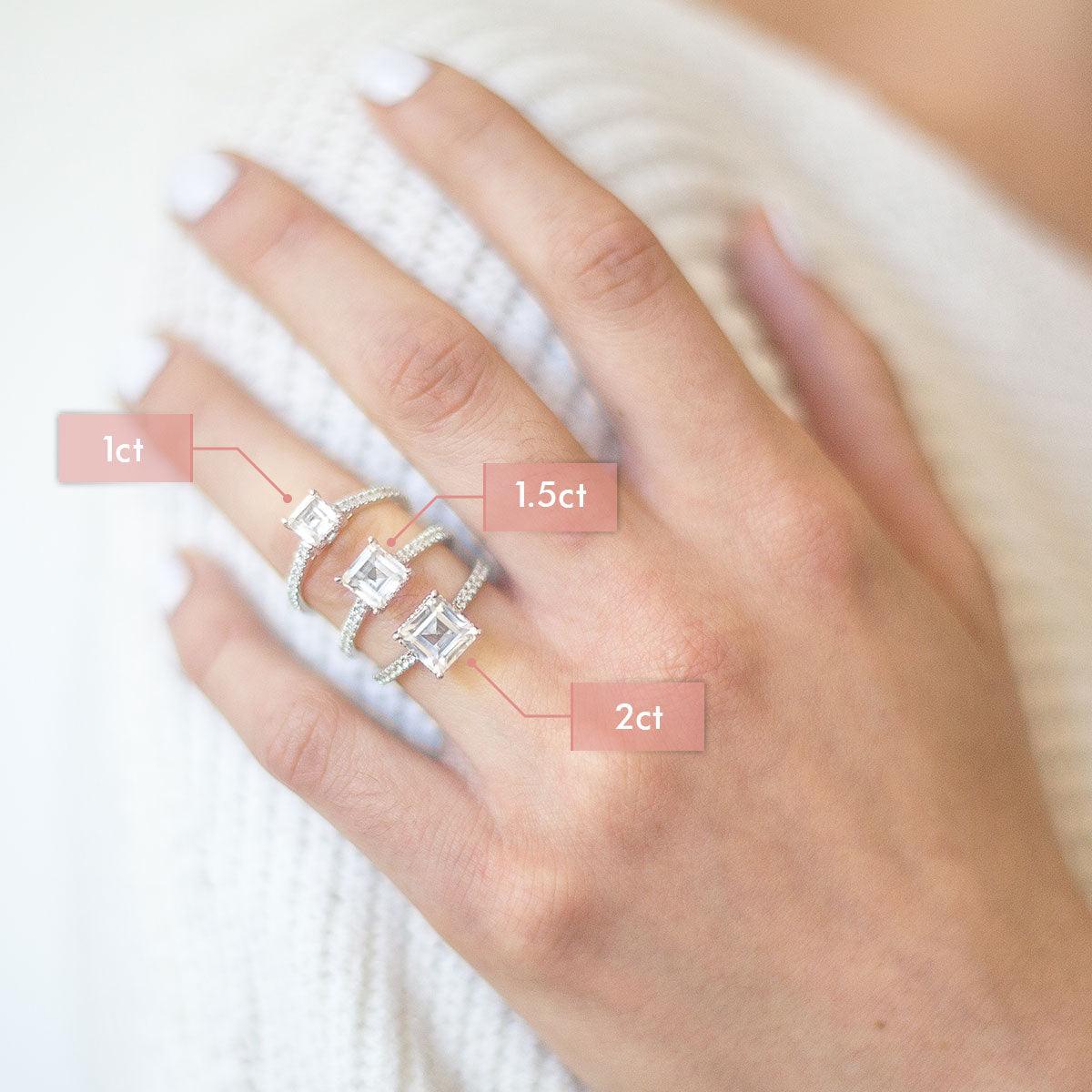 Asscher Cut with Pave Diamonds Ring - HauteCarat