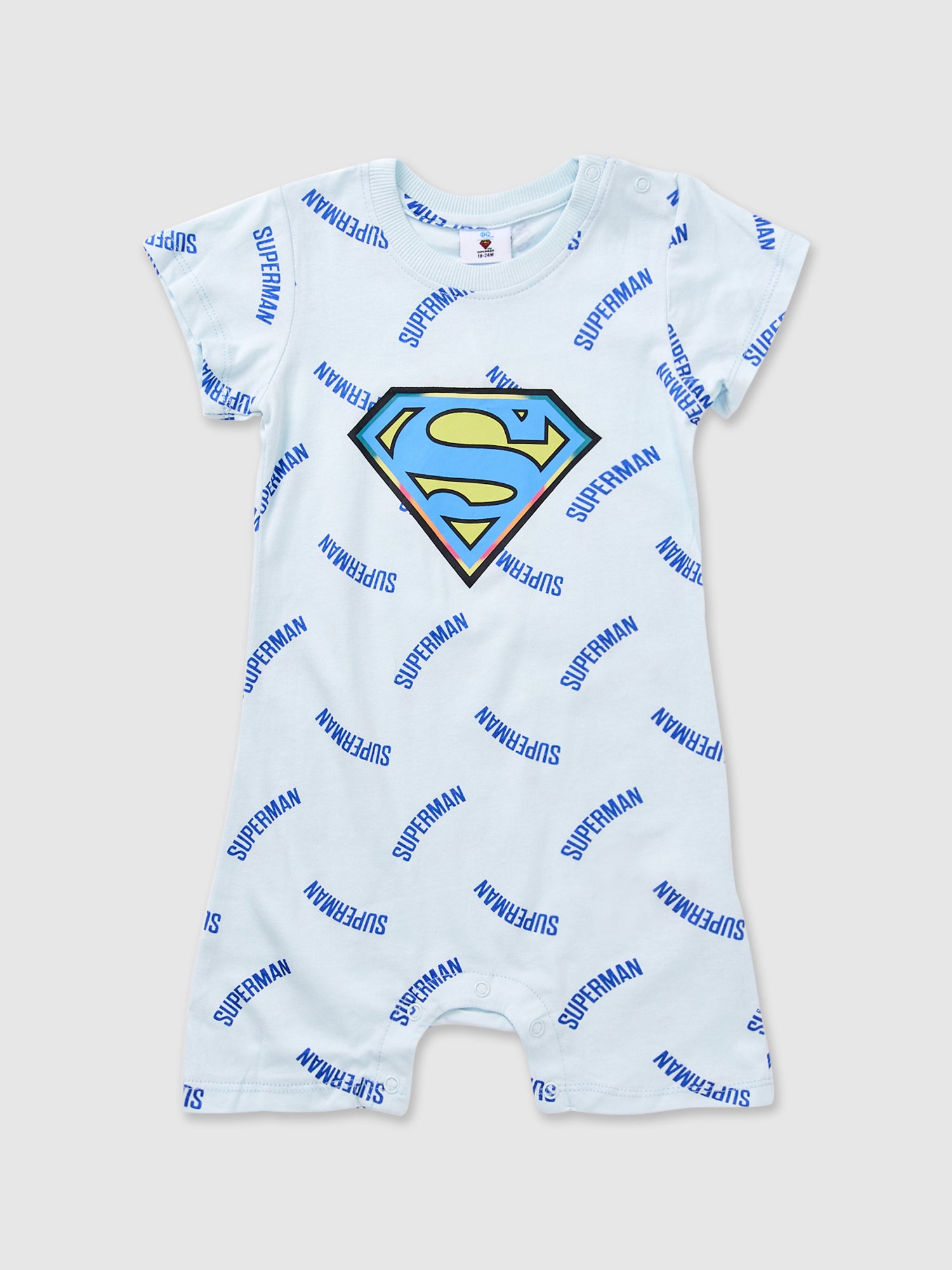 אוברול קצר בשילוב הדפס סופרמן / תינוקות יוניסקס
