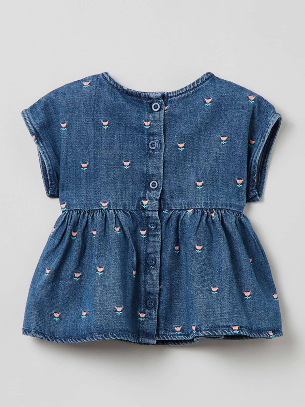 שמלת ג'ינס בשילוב פרחים רקומים / תינוקות