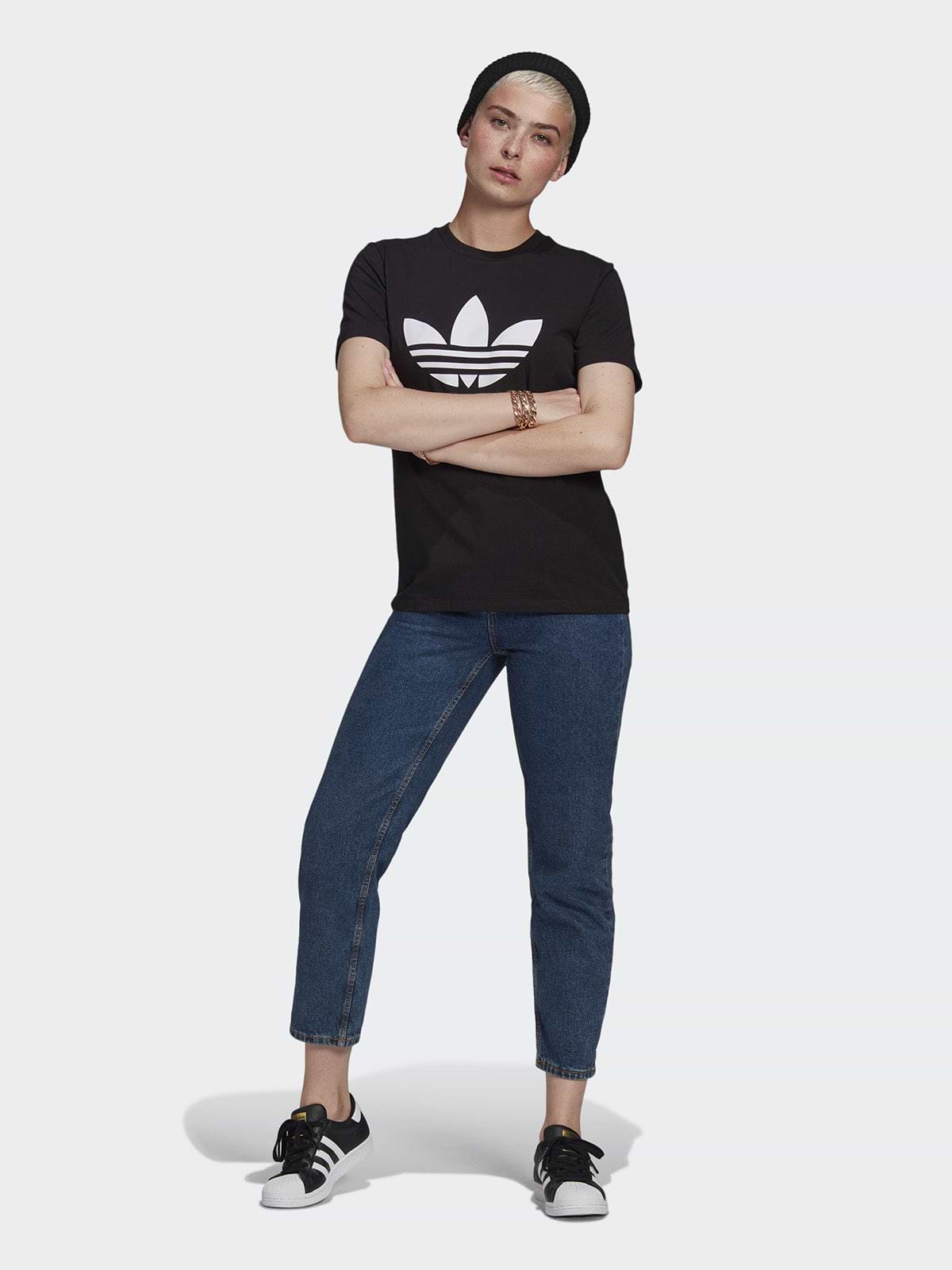 טי שירט בייסיק עם הדפס לוגו- Adidas Originals|אדידס אוריג'ינלס