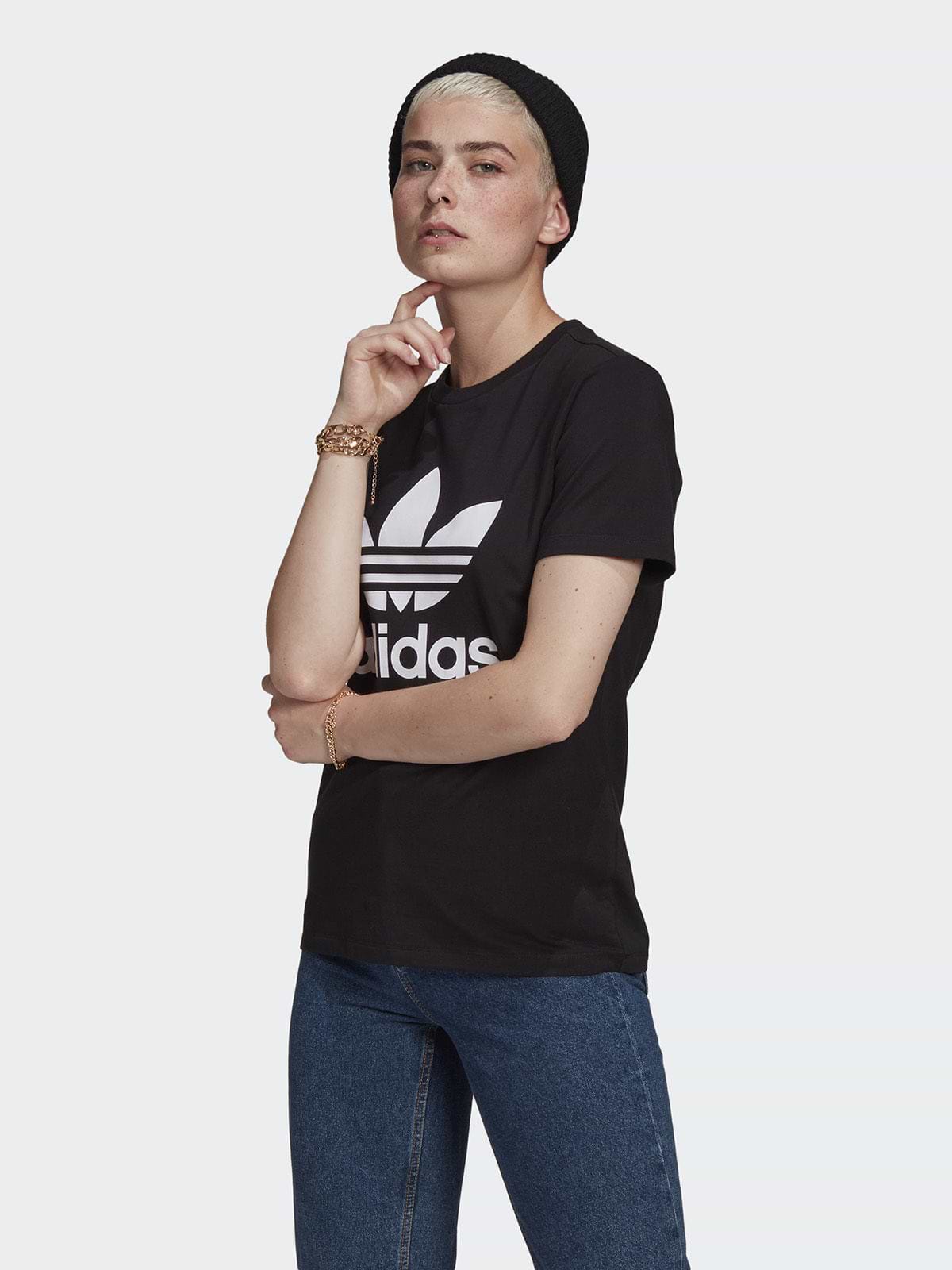 טי שירט בייסיק עם הדפס לוגו- Adidas Originals|אדידס אוריג'ינלס