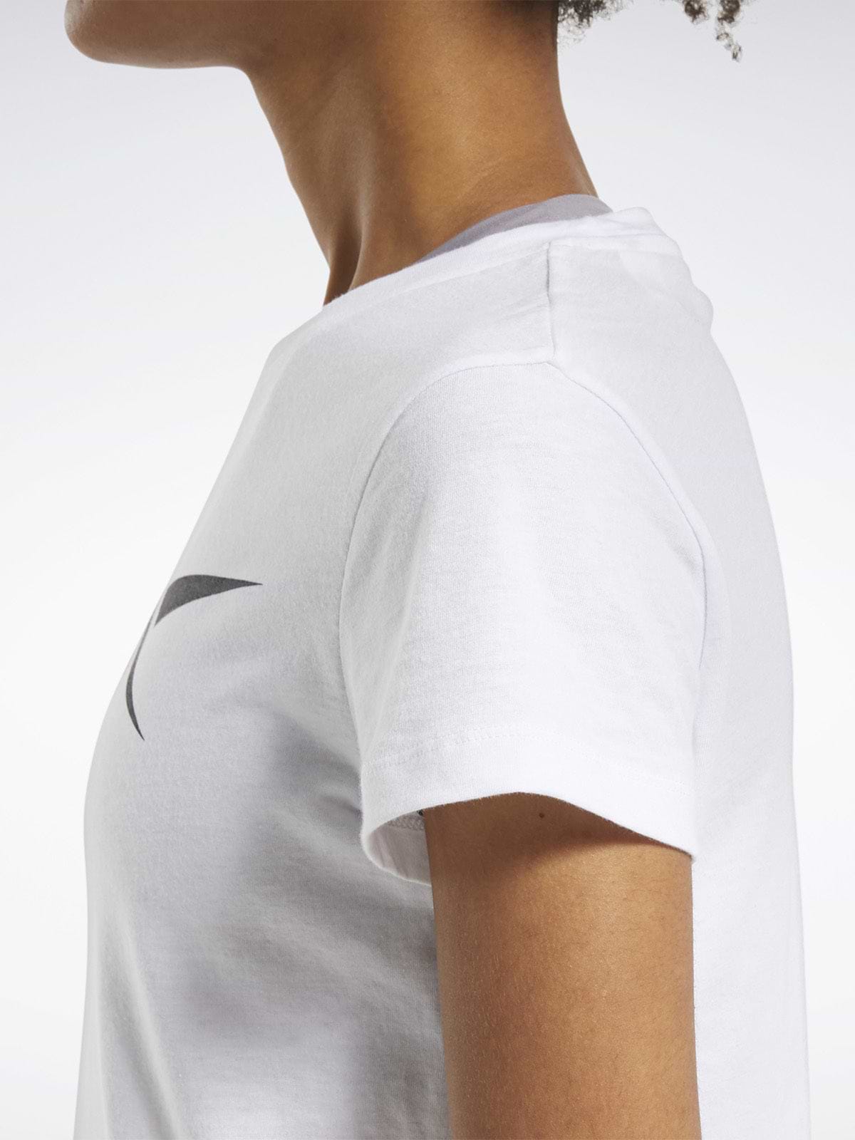 חולצת אימון קצרה עם הדפס לוגו- Reebok|ריבוק