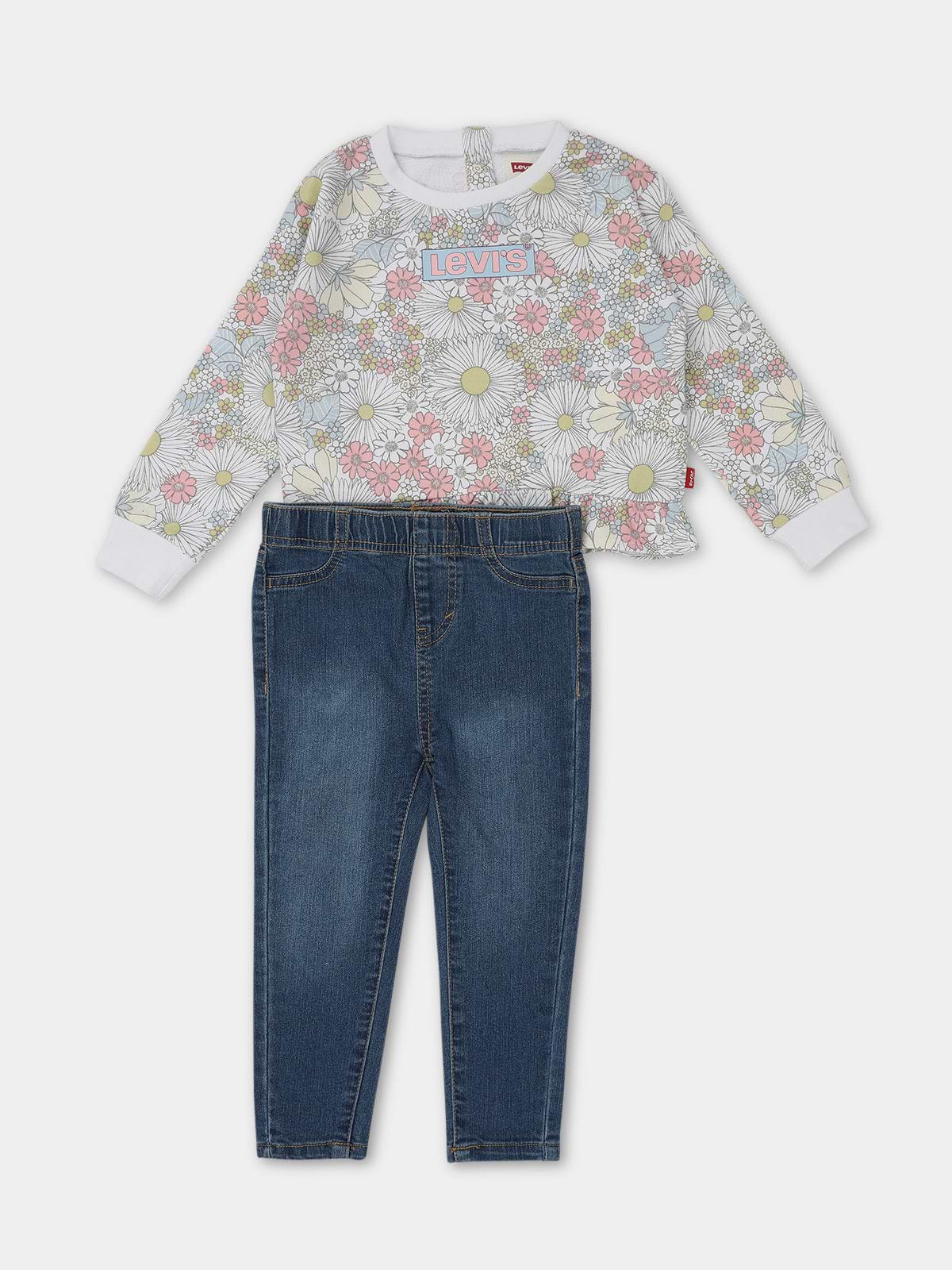 סט חולצה פרחונית ומכנסי ג'ינס / תינוקות