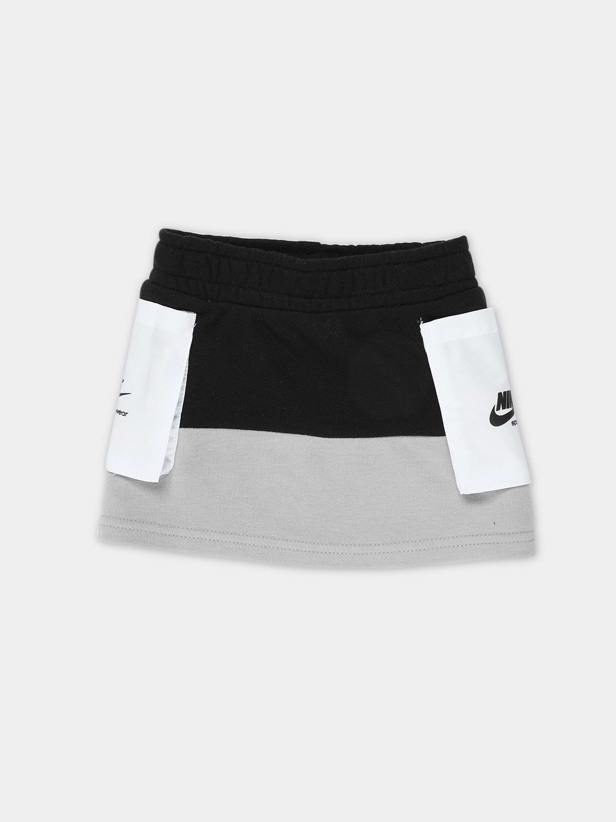 חצאית פוטר קולור בלוק בשילוב כיסים / ילדות- Nike|נייק