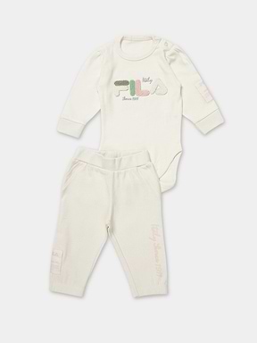 סט בגד גוף ומכנסי טרנינג עם פאץ' לוגו / תינוקות