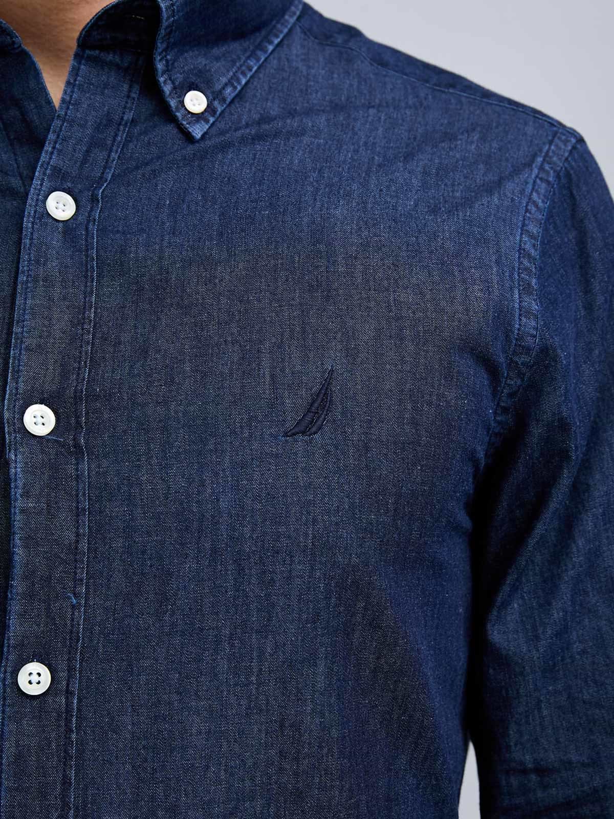 חולצת ג'ינס מכופתרת עם לוגו רקום- Nautica|נאוטיקה