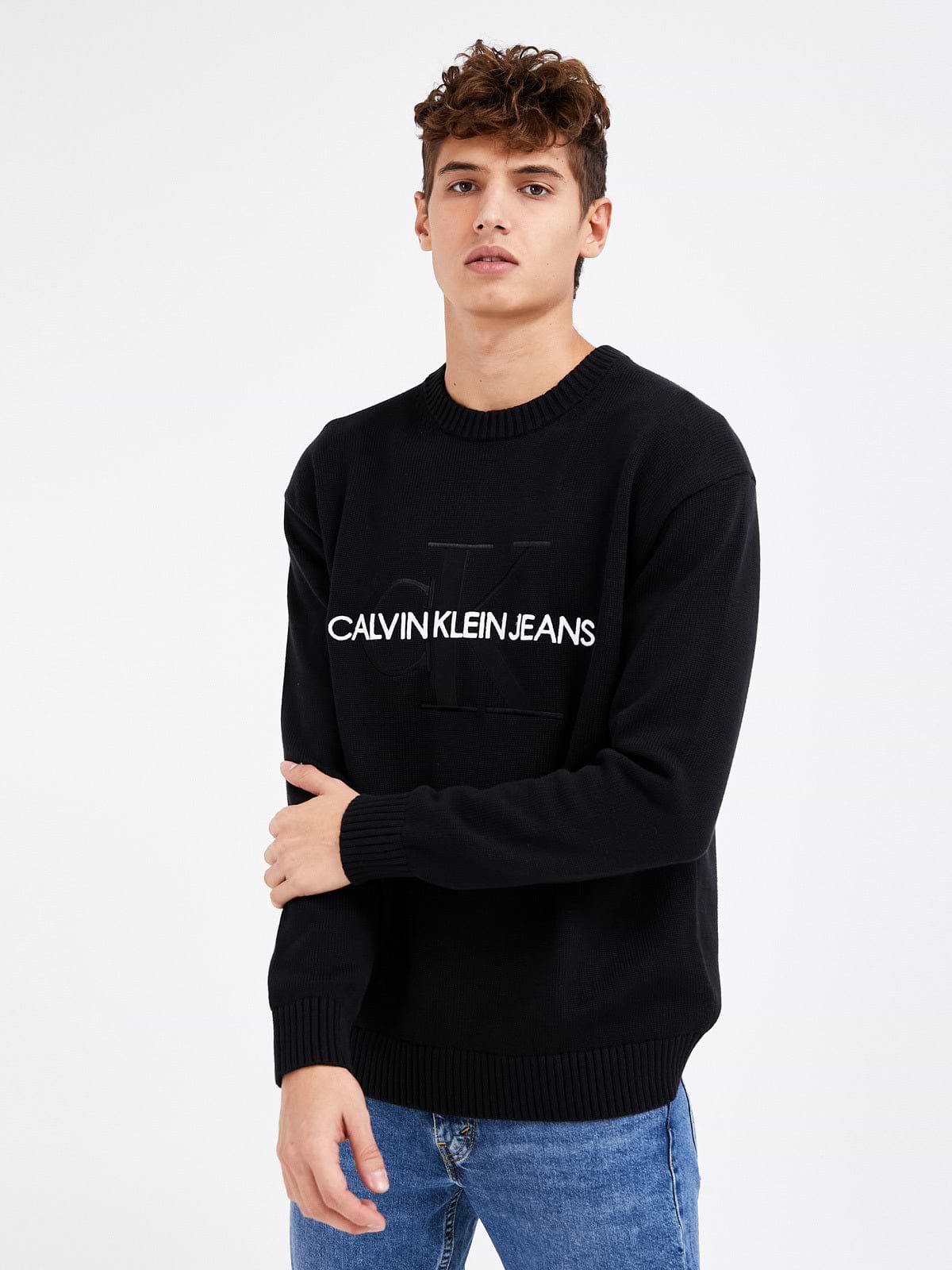 סוודר עם לוגו רקום- Ck|קלווין קליין