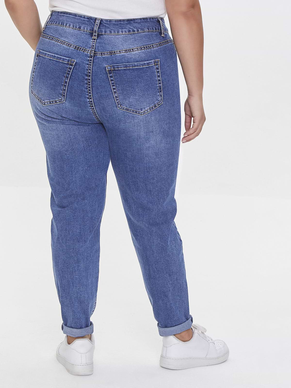 מכנסי ג'ינס סקיני בגזרה גבוהה ובמידות גדולות- FOREVER 21|פוראבר 21