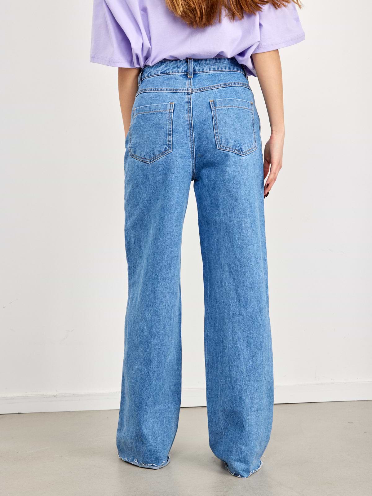 מכנסי ג'ינס בגזרה גבוהה / נשים- FOREVER 21|פוראבר 21