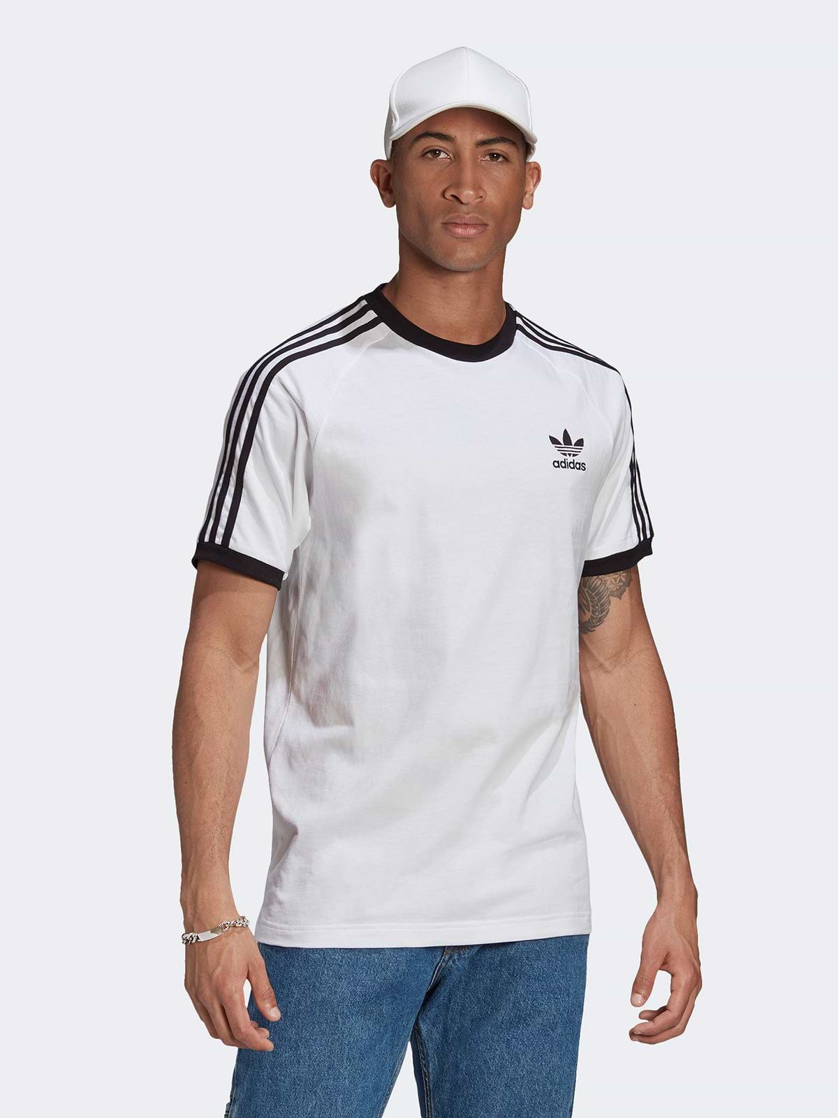 טישרט בייסיק עם לוגו רקום ודוגמת פסים- Adidas Originals|אדידס אוריג'ינלס