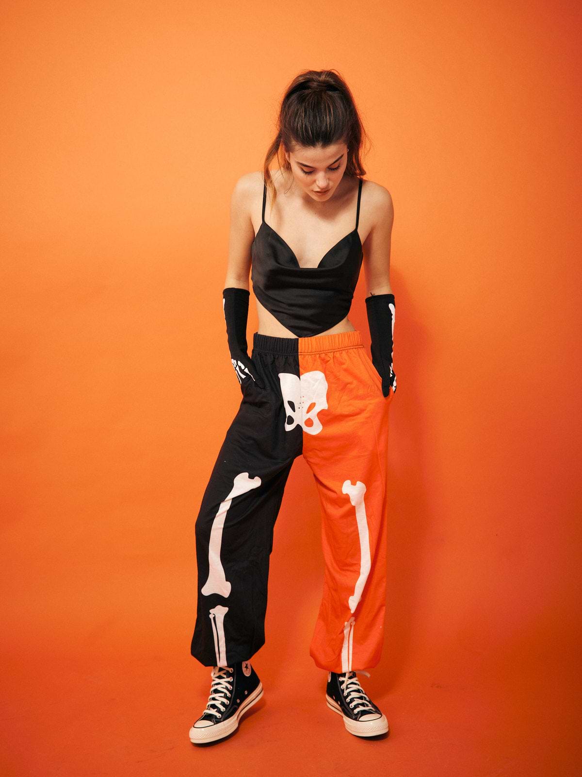 מכנסי טרנינג עם הדפס שלד / נשים- Style River|סטייל ריבר