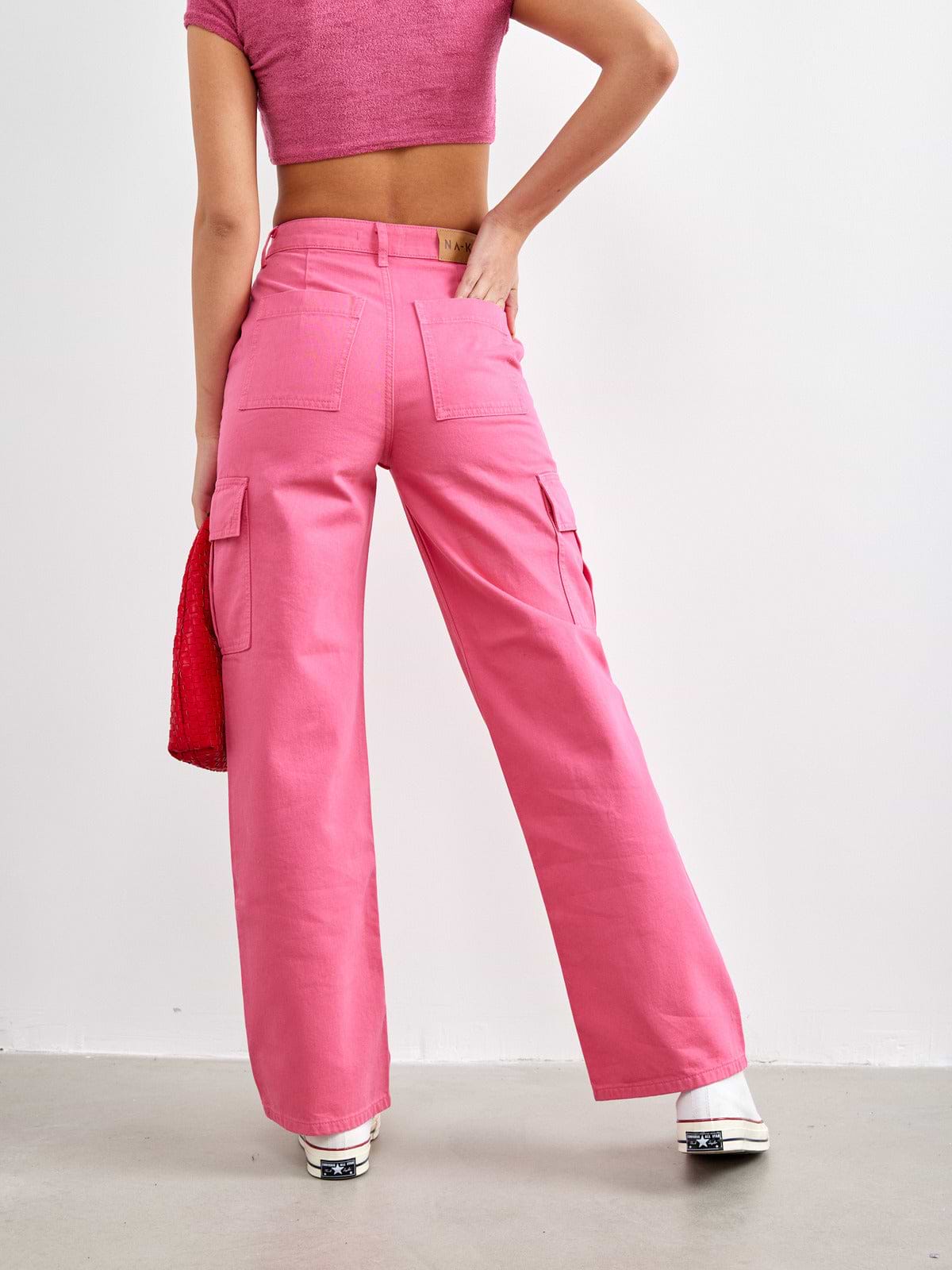 מכנסי ג'ינס בדוגמת דגמ"ח- NA-KD|נייקד