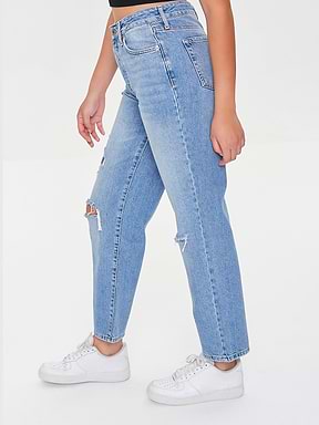 מכנסי ג'ינס סקיני עם קרעים