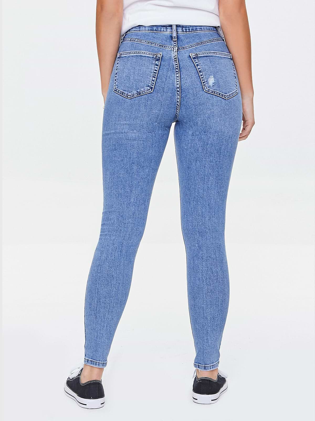 מכנסי ג'ינס סקיני עם קרעים- FOREVER 21|פוראבר 21