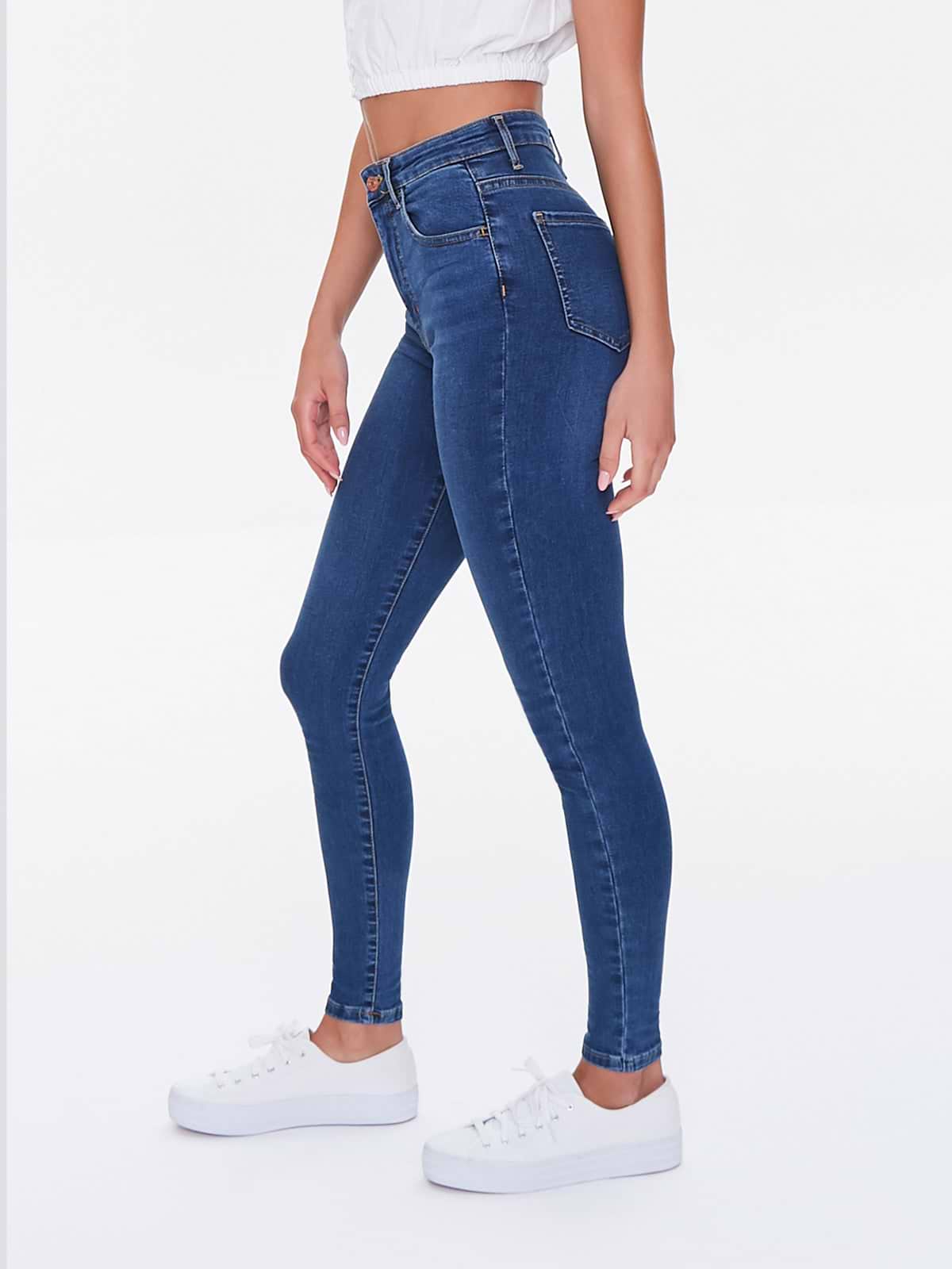 מכנסי ג'ינס סקיני בגזרה גבוהה- FOREVER 21|פוראבר 21