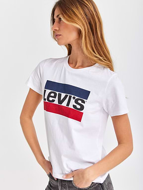 חולצה ליוויס לבנה לנשים - LEVI'S GRAPHIC LOGO TEE