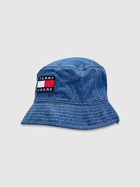 כובע באקט ג'ינס עם תווית לוגו / יוניסקס
