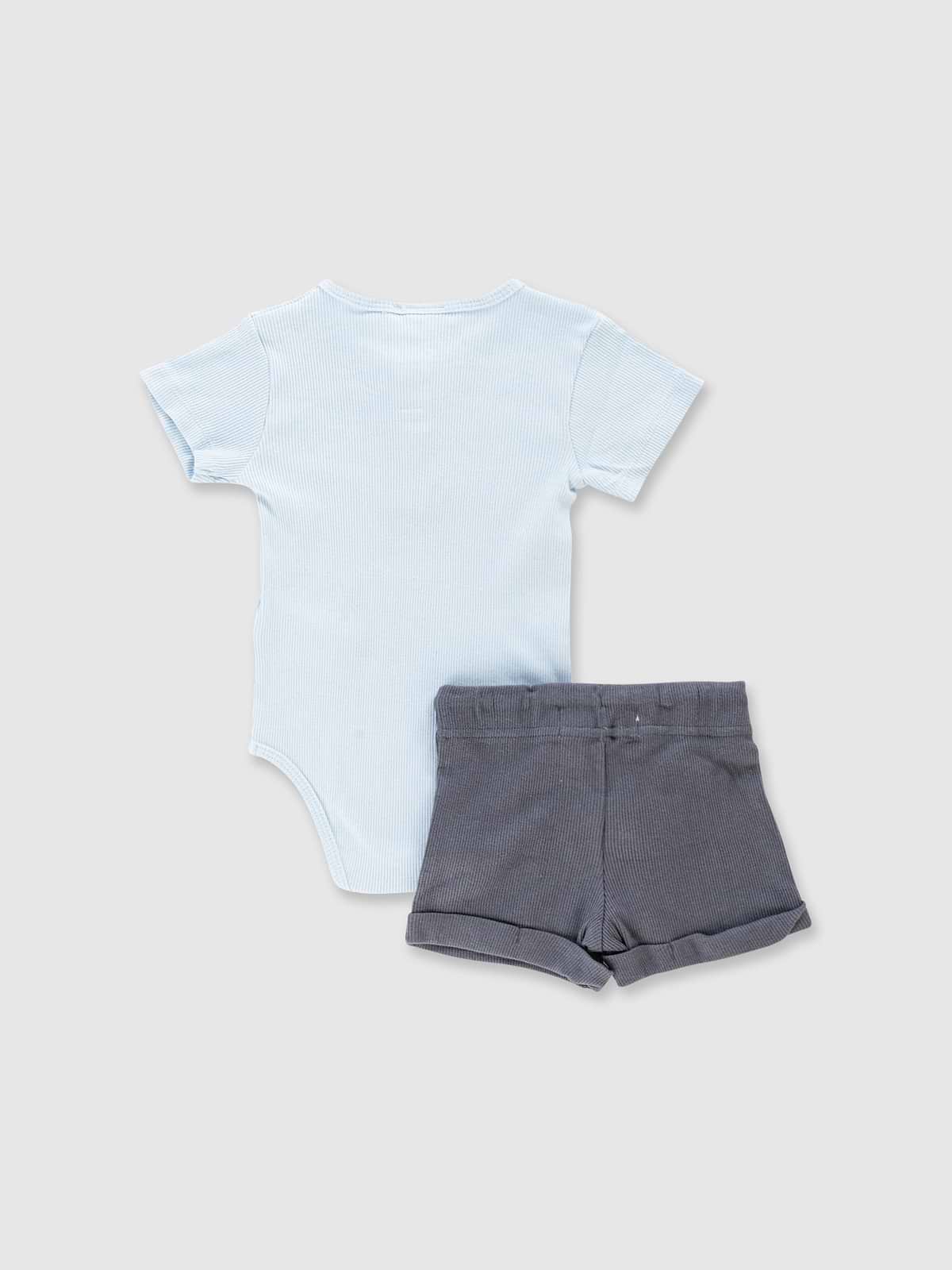 סט בגד גוף ומכנסי ריב קצרים / תינוקות
