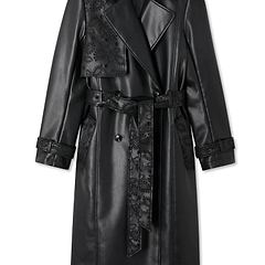 Vegan Leather Black Trench