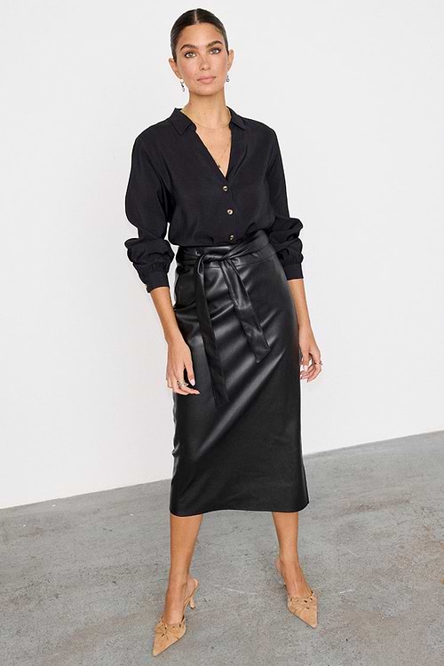 Black Pencil Skirt Leopard Wrap Dress Black Pencil Skirt Leopard Wrap Dress