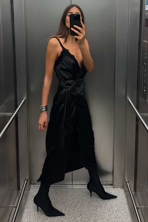 Women's simple black dress on sale