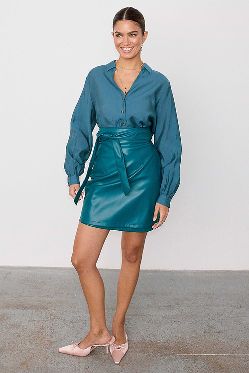 スカート DICH HENDERSON VEGAN LEATHER WRAP SKIRT Wrap Vegan Leather Skirt – Black | EMERSON STUDIOS – Emerson