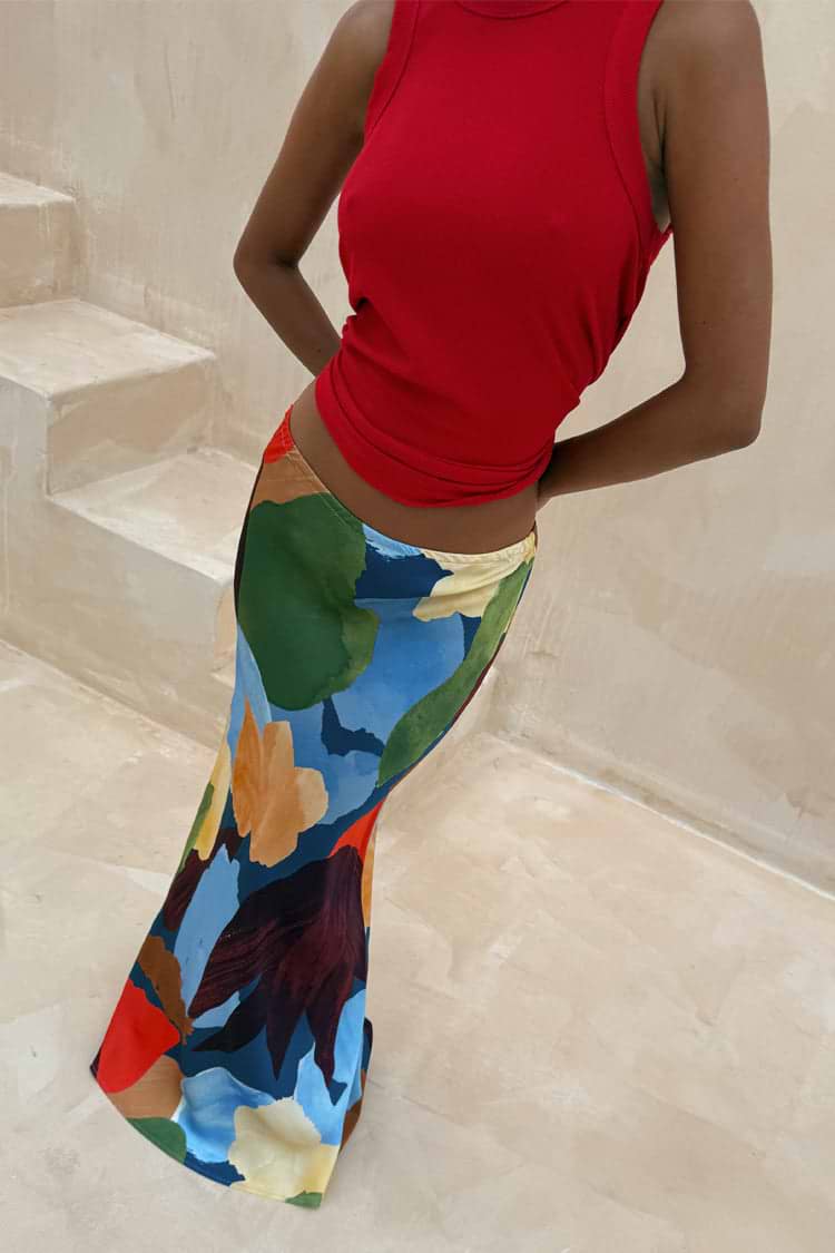Navy Abstract Dorris Skirt