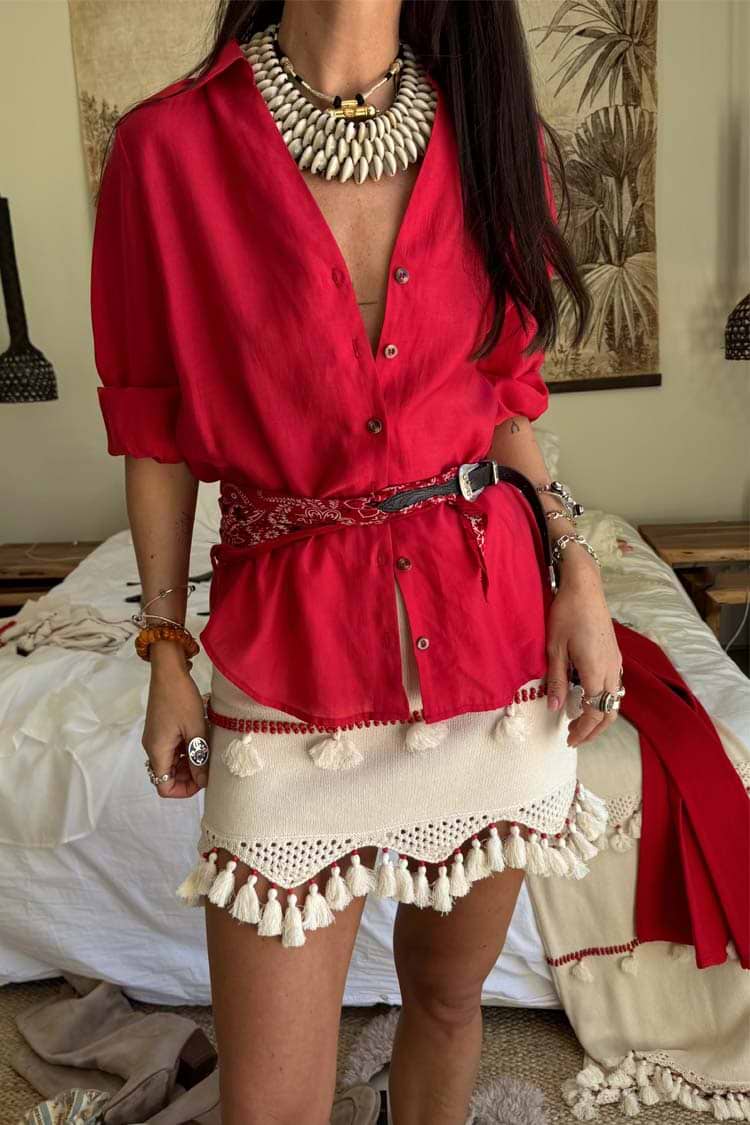 Ivory and Red Jake Skirt
