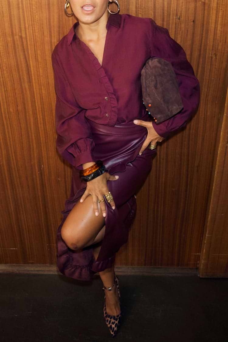 Wine Ruffle Miley Shirt