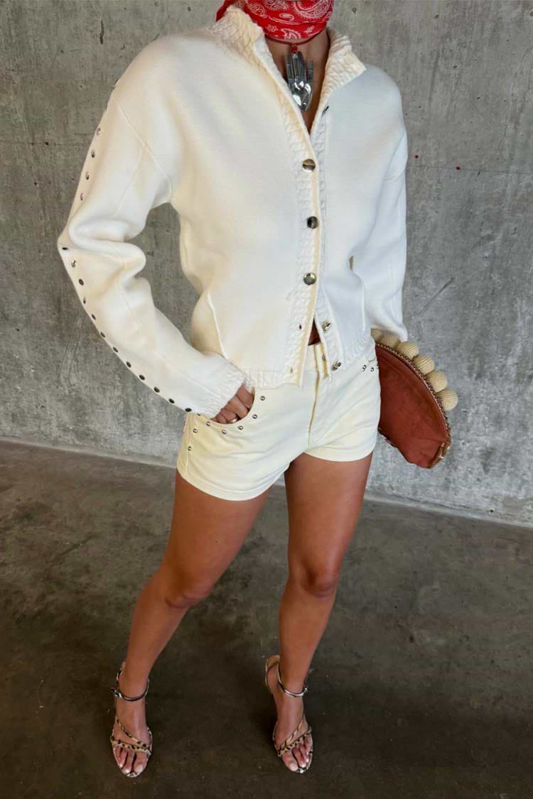 Ecru Studded Cardigan
