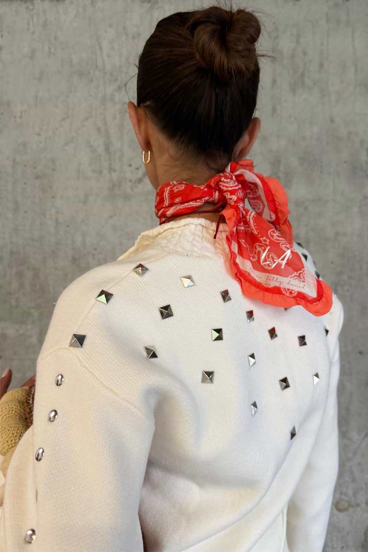 Ecru Studded Cardigan