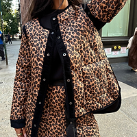 Thumbnail for close up of model wearing Black And Leopard Multi-Wear Jacket