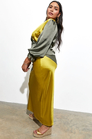 Thumbnail for Model wearing Model wearing Lime and Khaki Emmy Skirt 