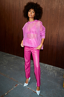 Thumbnail for Magenta Vegan Leather Trouser