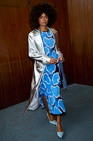 Thumbnail for Model wearing Silver Vegan Leather Trench