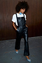 Black Vegan Leather Dungarees