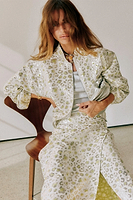 Thumbnail for caption_Model wears Cream and Lime Animal Jacquard Bomber in S