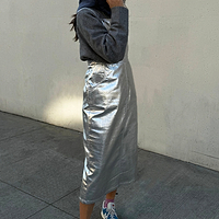 Thumbnail for caption_Model wears Silver Pinafore Dress in UK size 8/ US 4
